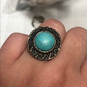 Adjustable Ring with turquoise stone